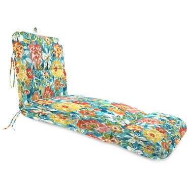 Jordan Manufacturing 74" x 22" Sun River Sky Multicolor Floral Rectangular Outdoor Chaise Lounge Cushion with Ties and Hanger Loop