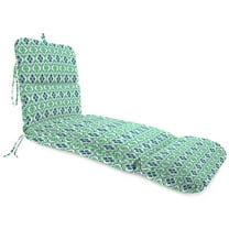 Jordan Manufacturing 74" x 22" Vesey Sea Mist Blue and Green Quatrefoil Rectangular Outdoor Chaise Lounge Cushion with Ties and Hanger Loop