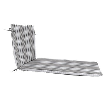 Jordan Manufacturing 74" x 22" Worth Black and Grey Stripe Rectangular Outdoor Chaise Lounge Cushion with Ties
