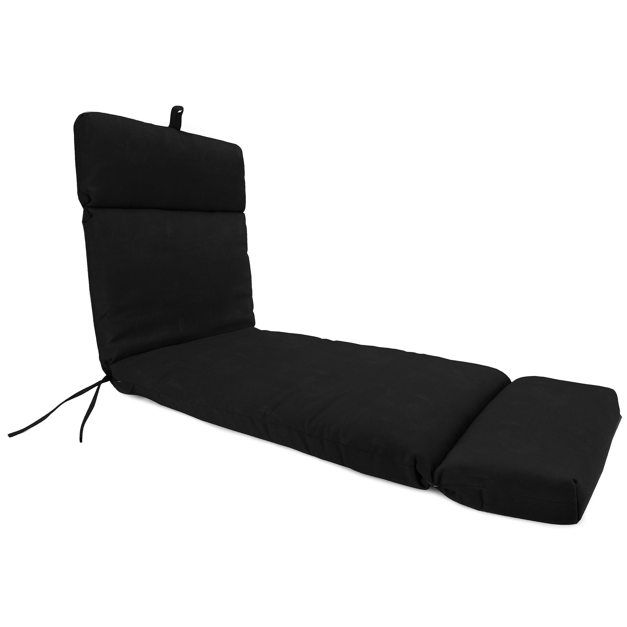 Jordan Manufacturing 75.5" x 22" Canvas Black Solid Rectangular Outdoor Chaise Lounge Cushion with Ties