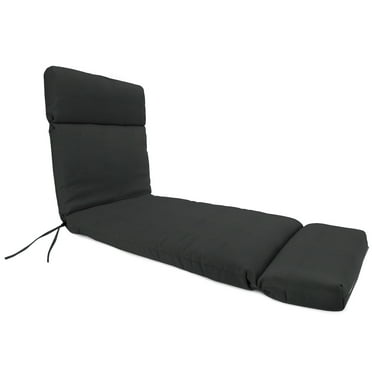 Jordan Manufacturing 75.5" x 22" Canvas Charcoal Solid Rectangular Outdoor Chaise Lounge Cushion with Ties