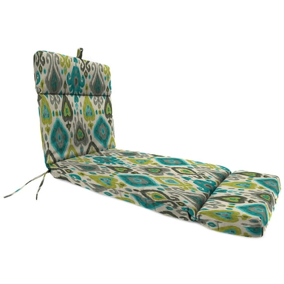 Jordan Manufacturing 75.5" x 22" Paso Turquoise Multicolor Ikat Rectangular Outdoor Chaise Lounge Cushion with Ties