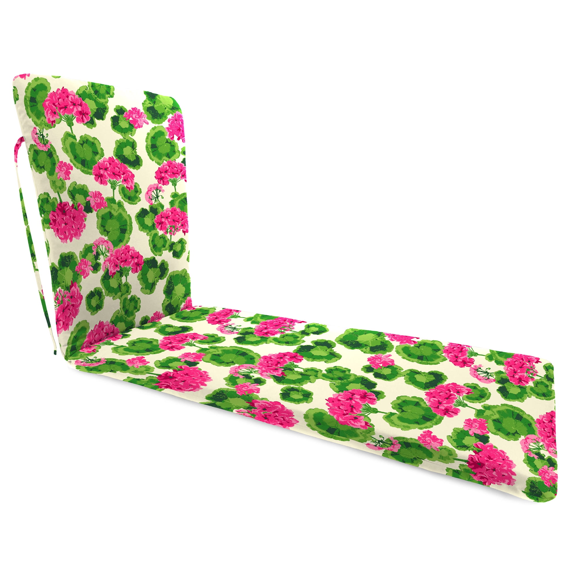 Geranium Multicolor Floral Outdoor Chaise Lounge Cushion with Ties