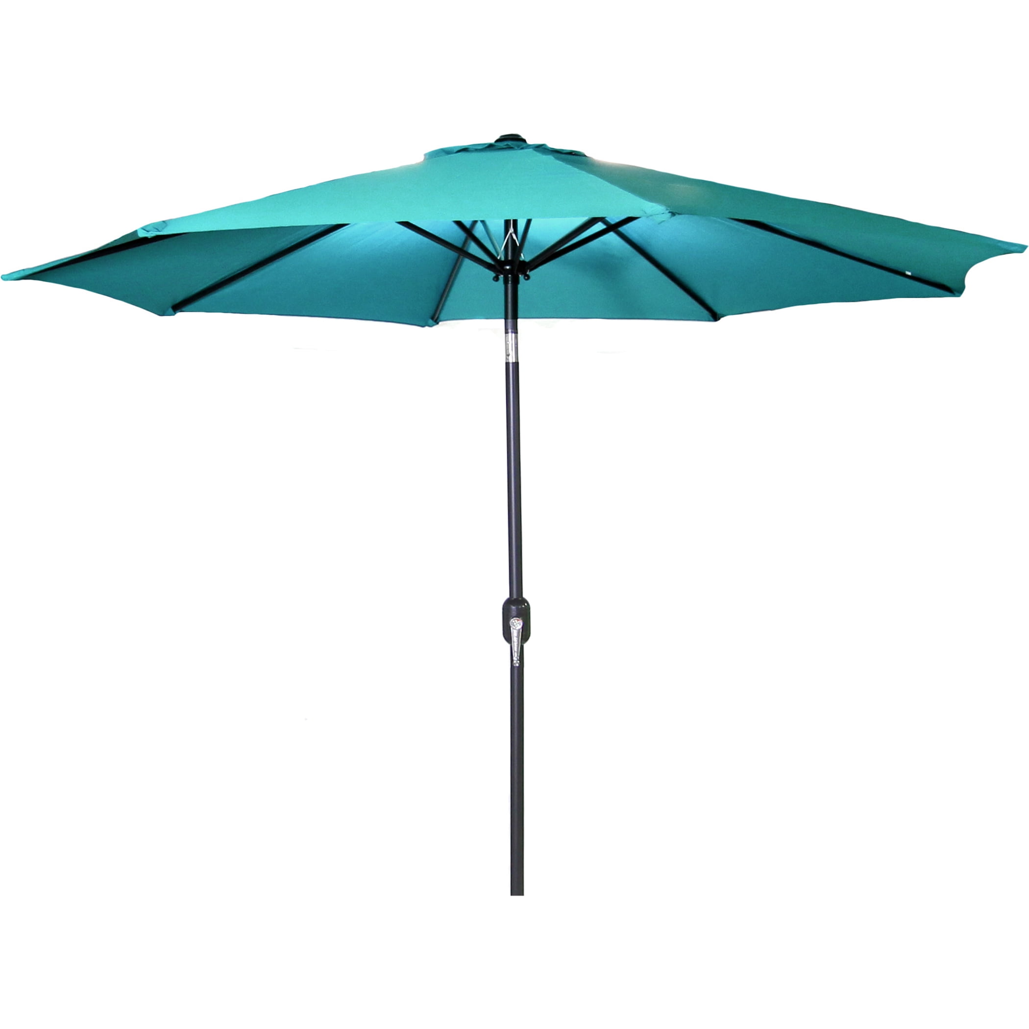 Aruba Blue 9-Foot Round Patio Umbrella with Black Steel Frame