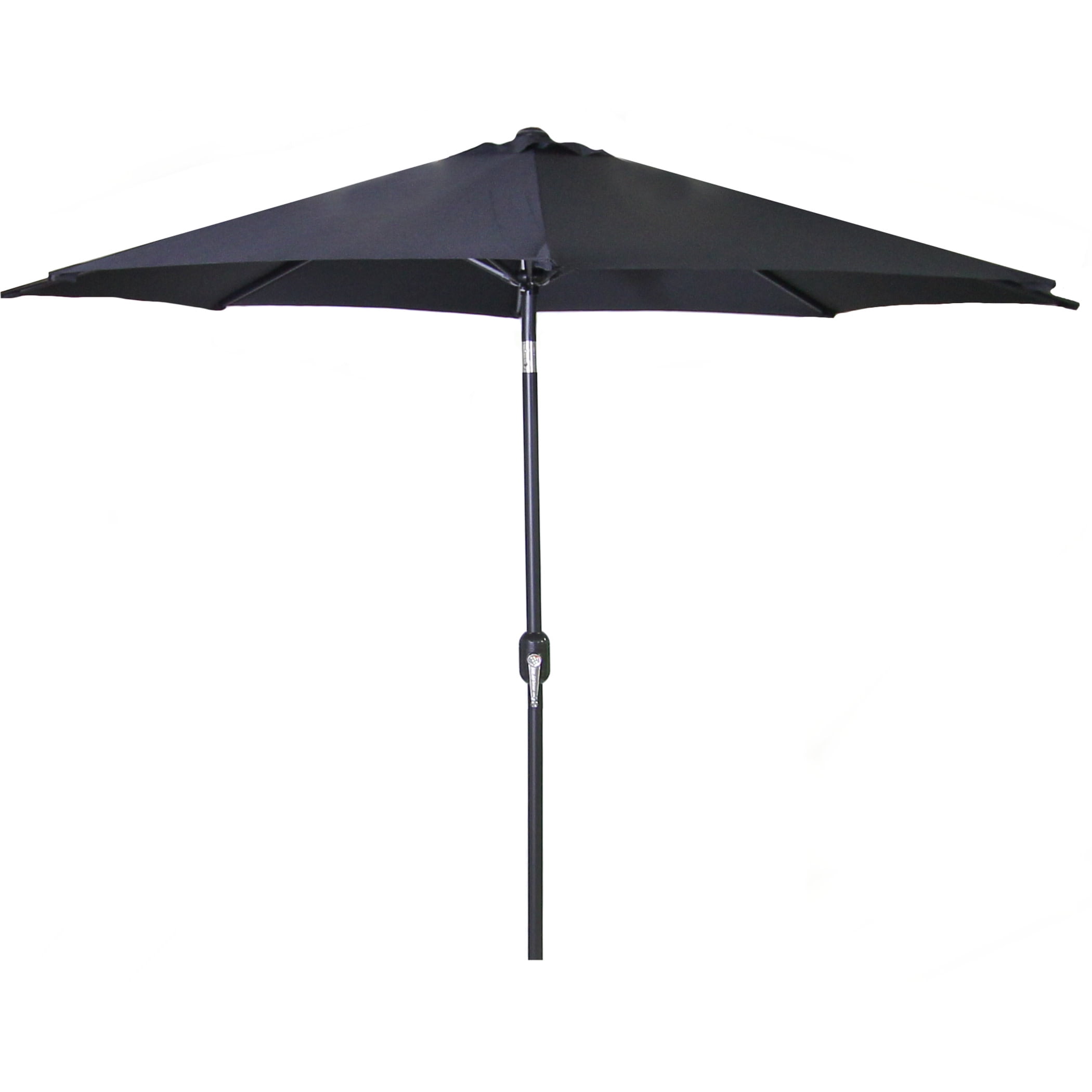 9-Foot Black Steel Octagon Patio Umbrella with Tilt and Crank