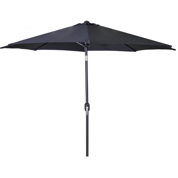 Jordan Manufacturing 8' Black Solid Octagon Folding Patio Umbrella with Push-Button Tilt and Crank Opening