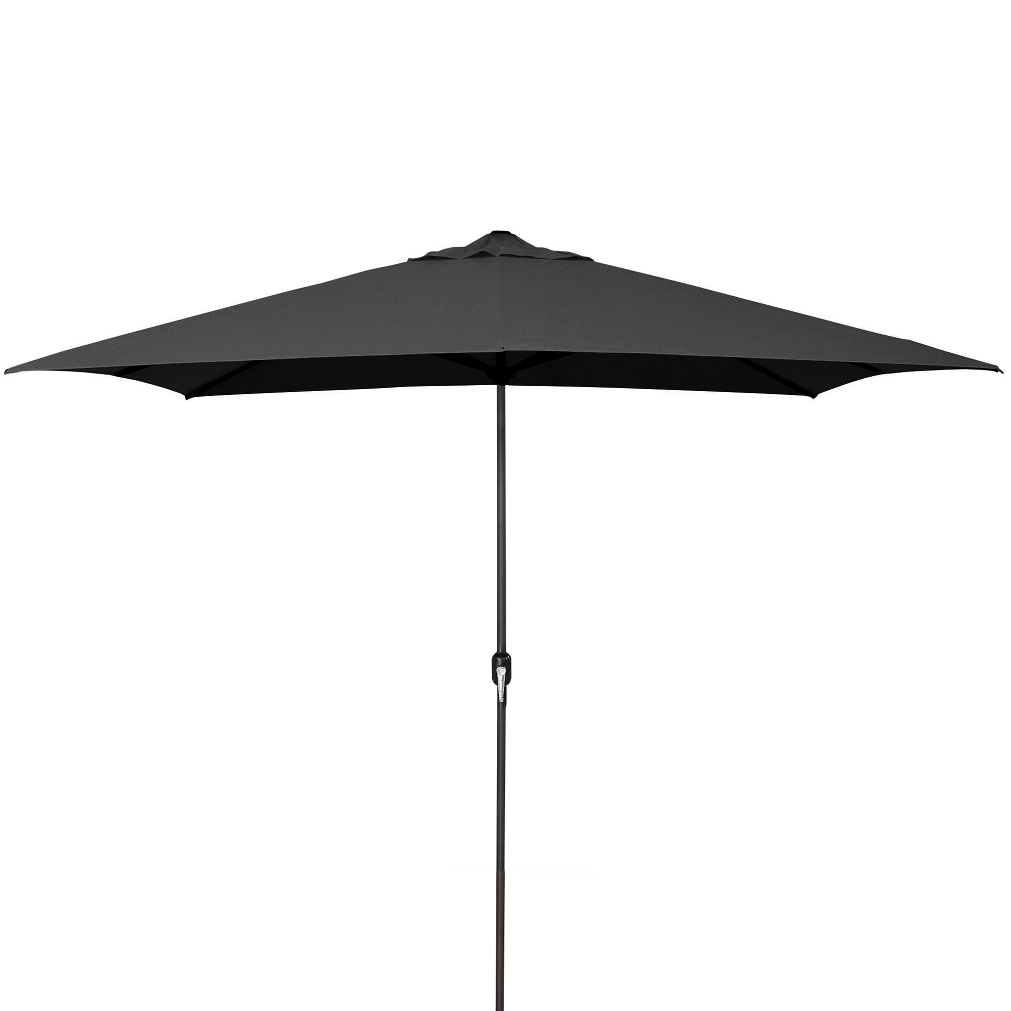 Jordan Manufacturing 8' Black Solid Rectangular Folding Patio Umbrella with Crank Opening