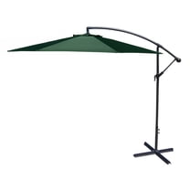 Jordan Manufacturing 8' Green Solid Octagon Folding Offset Cantilever Patio Umbrella with Crank Opening