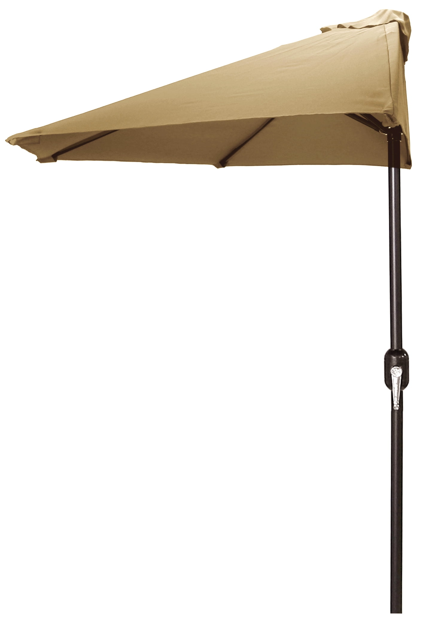 Jordan Manufacturing 8' Half Round Khaki Solid Outdoor Patio Umbrella with Crank Opening