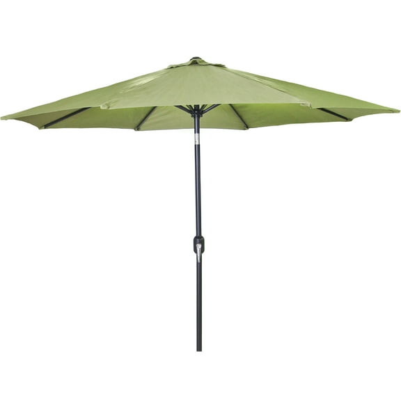 Jordan Manufacturing 8' Olive Solid Octagon Folding Patio Umbrella with Push-Button Tilt and Crank Opening