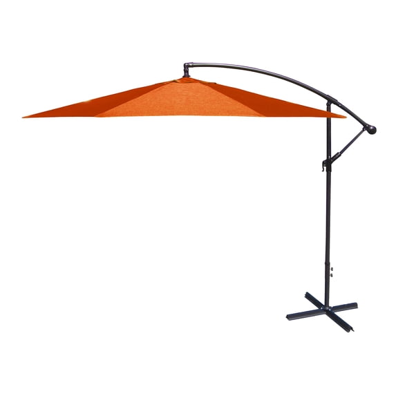 Jordan Manufacturing 8' Orange Solid Octagon Folding Offset Cantilever Patio Umbrella with Crank Opening