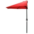 thumbnail image 1 of Jordan Manufacturing 8' Solid Red Steel Half Market Umbrella with Hand Crank Open, 1 of 7