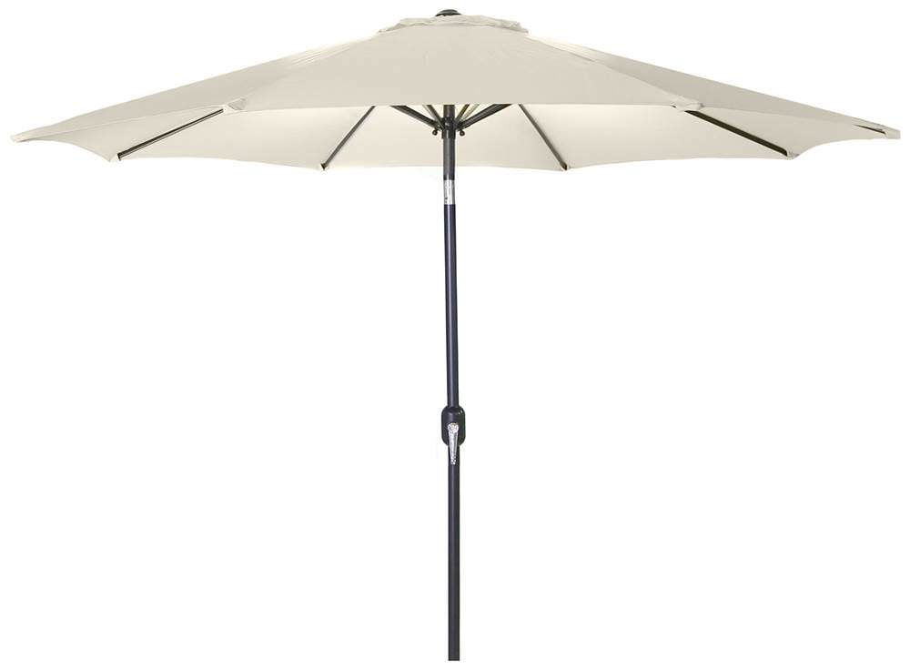 Jordan Manufacturing 9' Natural Solid Deck Patio Umbrella with Push Button Tilt, Crank Opening