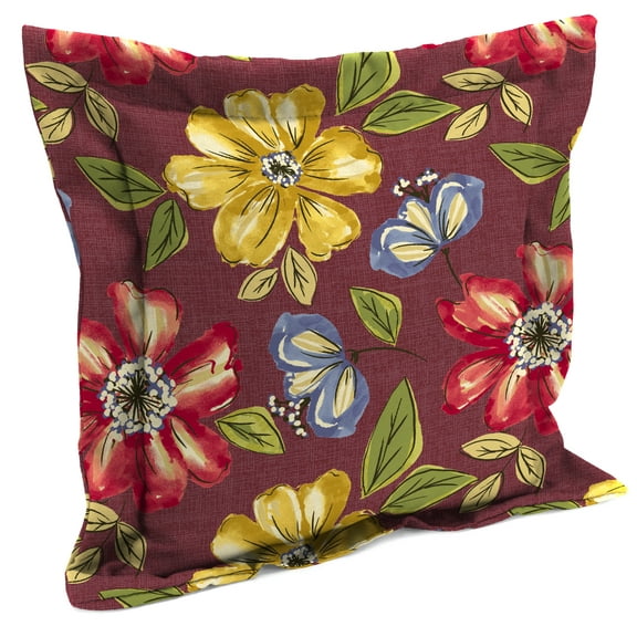 Jordan Manufacturing Janice Outdoor Square Toss Pillow with Flange, Eggplant, 20"