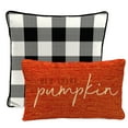 thumbnail image 1 of Jordan Manufacturing Orange Pumpkin Rectangular and Black and White Buffalo Check Square 2 Piece Autumn Outdoor Throw Pillow Set, 1 of 14