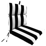 Jordan Manufacturing 44" x 22" Cabana Black Stripe Rectangular Outdoor Chair Cushion with Ties and Hanger Loop