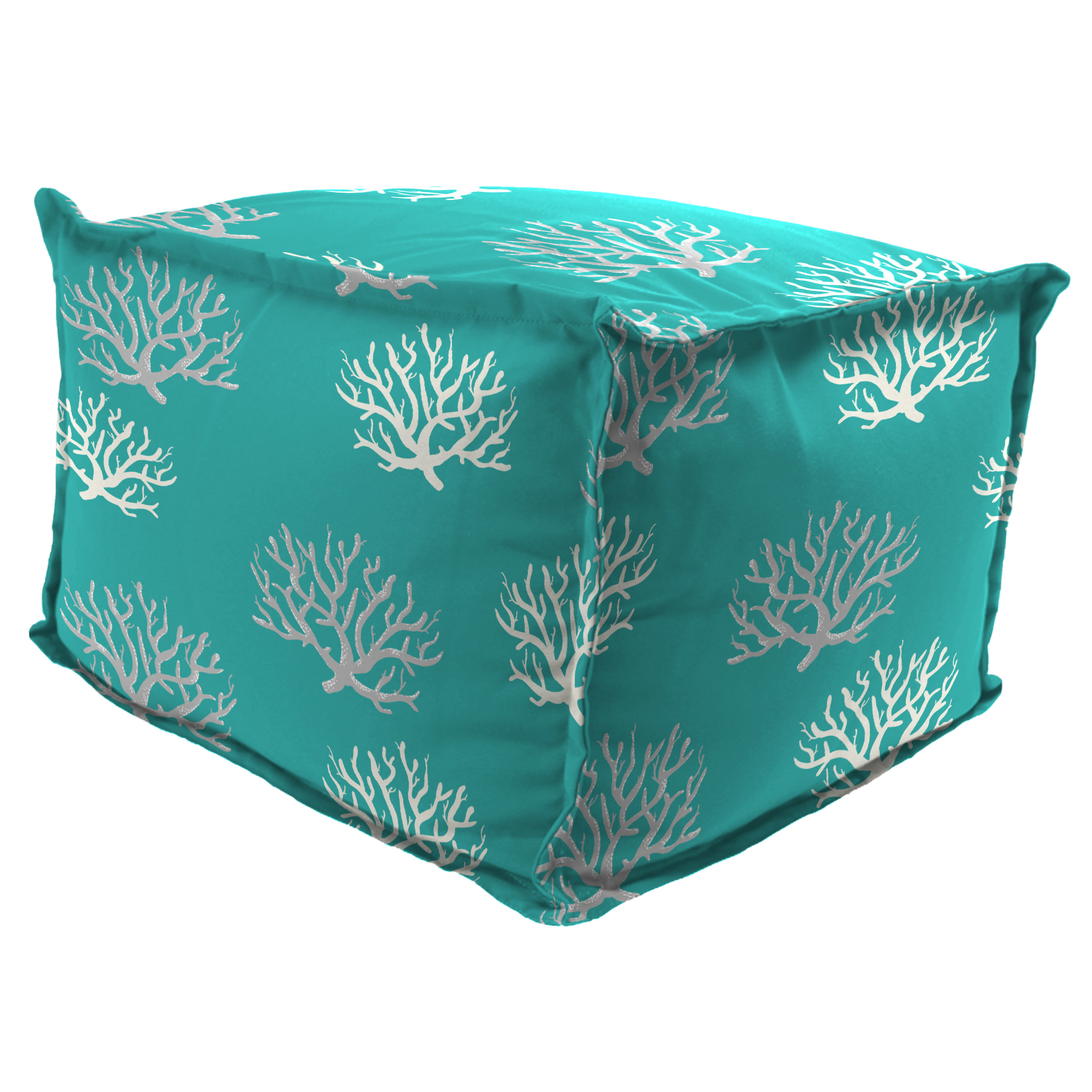 Jordan Manufacturing Outdoor Patio Square Poof Ottoman, Isadella Ocean