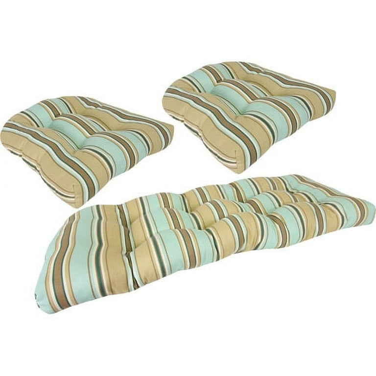 Jordan Manufacturing Stripe Outdoor Tufted 3 Piece Wicker Cushion