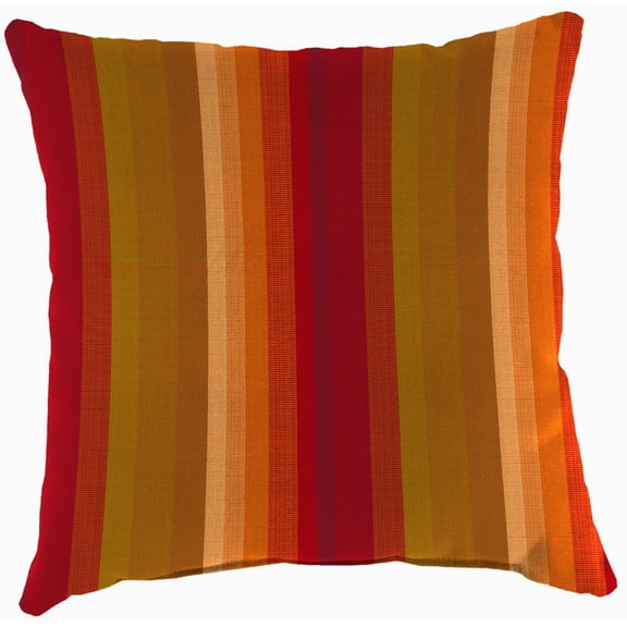 Jordan Manufacturing Sunbrella 16" x 16" Astoria Sunset Burgundy Stripe Square Outdoor Throw Pillow
