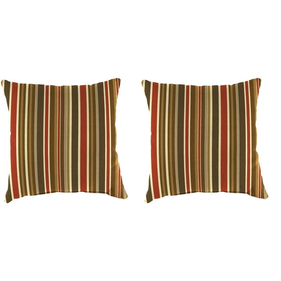 Jordan Manufacturing Sunbrella 16" x 16" Brannon Redwood Multicolor Stripe Square Outdoor Throw Pillow