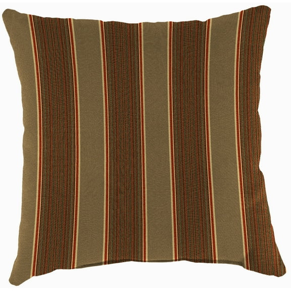 Jordan Manufacturing Sunbrella 16" x 16" Davidson Redwood Brown Stripe Square Outdoor Throw Pillow