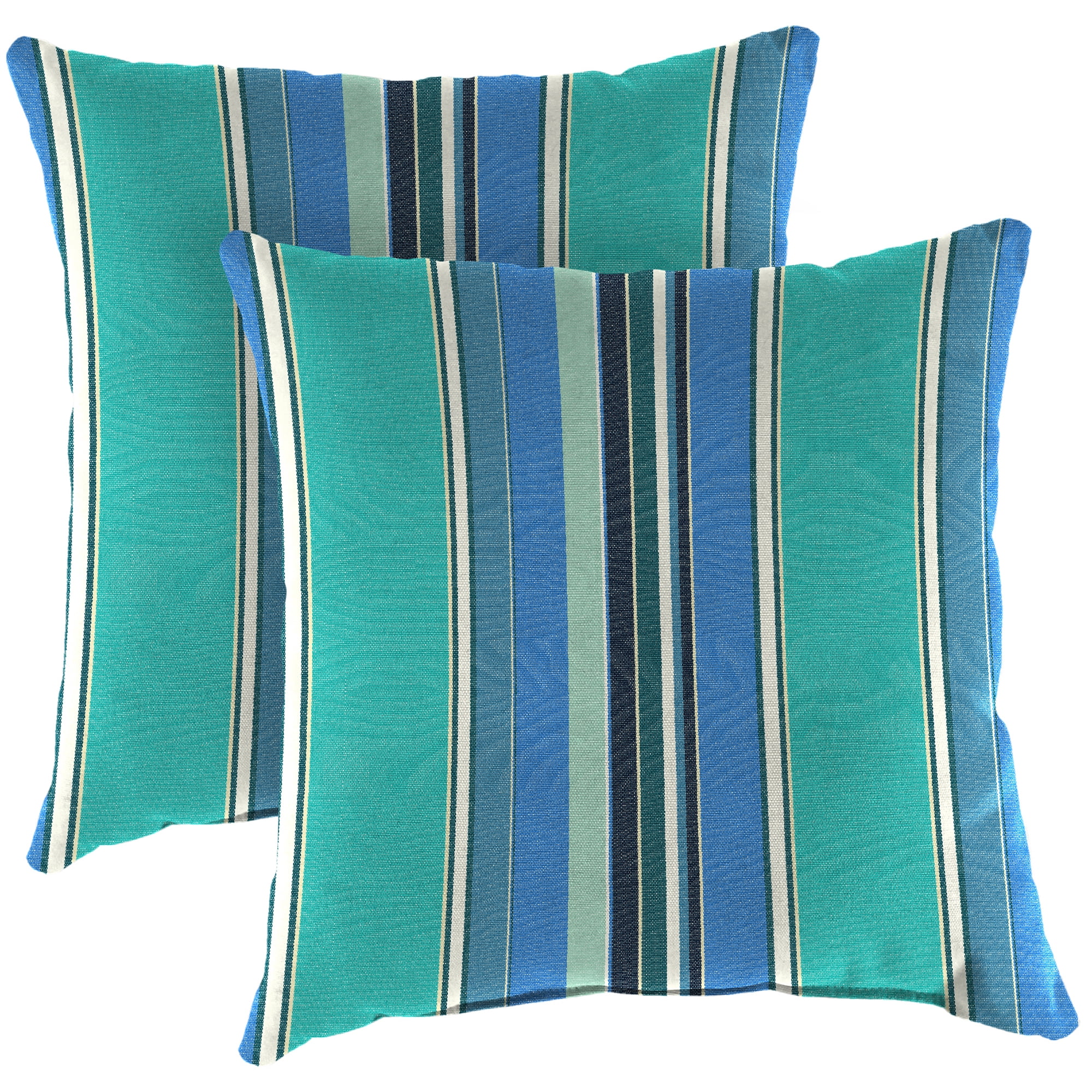 Dolce Oasis Blue Stripe Square Outdoor Throw Pillows Set