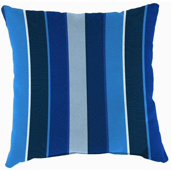 Jordan Manufacturing Sunbrella 16" x 16" Milano Cobalt Multicolor Stripe Square Outdoor Throw Pillow