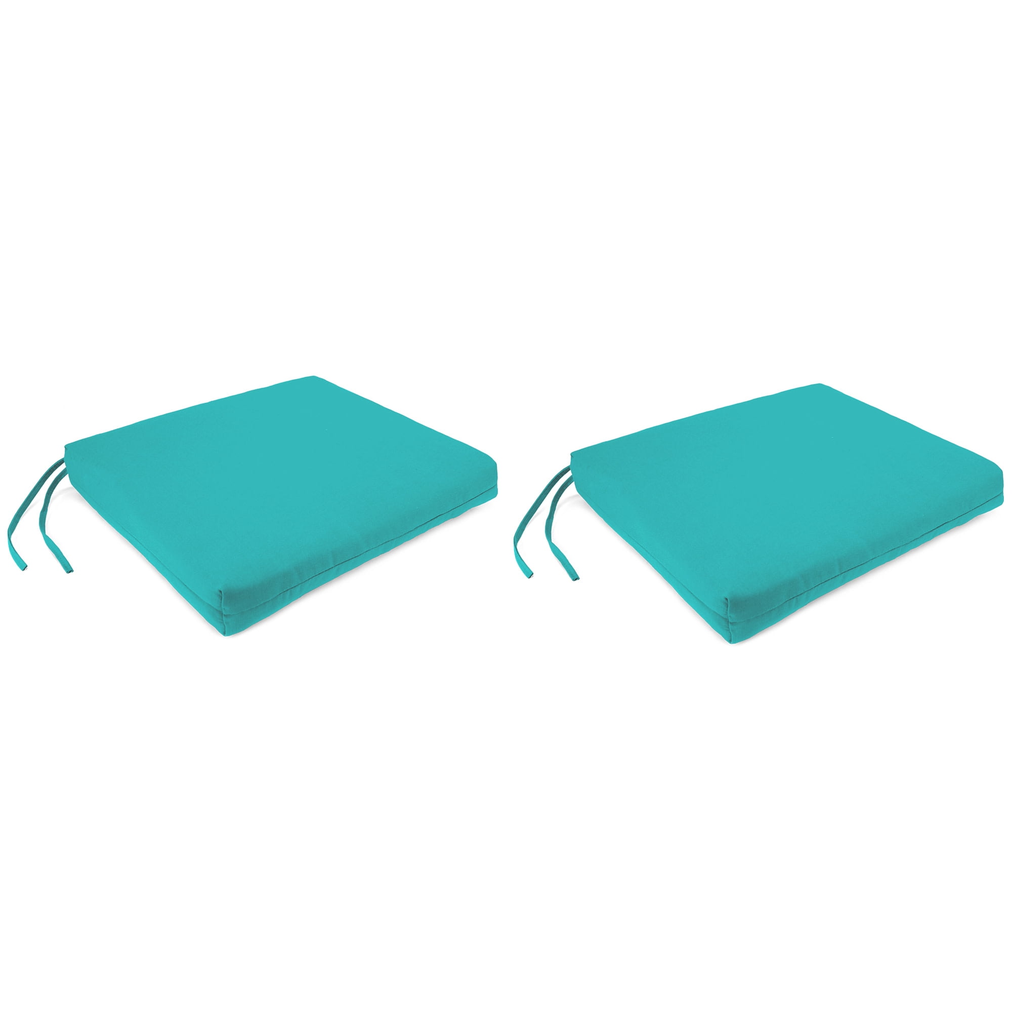 Jordan Manufacturing Sunbrella 17" x 19" Canvas Aruba Turquoise Solid Rectangular Outdoor Chair Pad Seat Cushion with Ties (2 Pack)