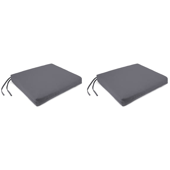 Jordan Manufacturing Sunbrella 17" x 19" Canvas Charcoal Solid Rectangular Outdoor Chair Pad Seat Cushion with Ties (2 Pack)