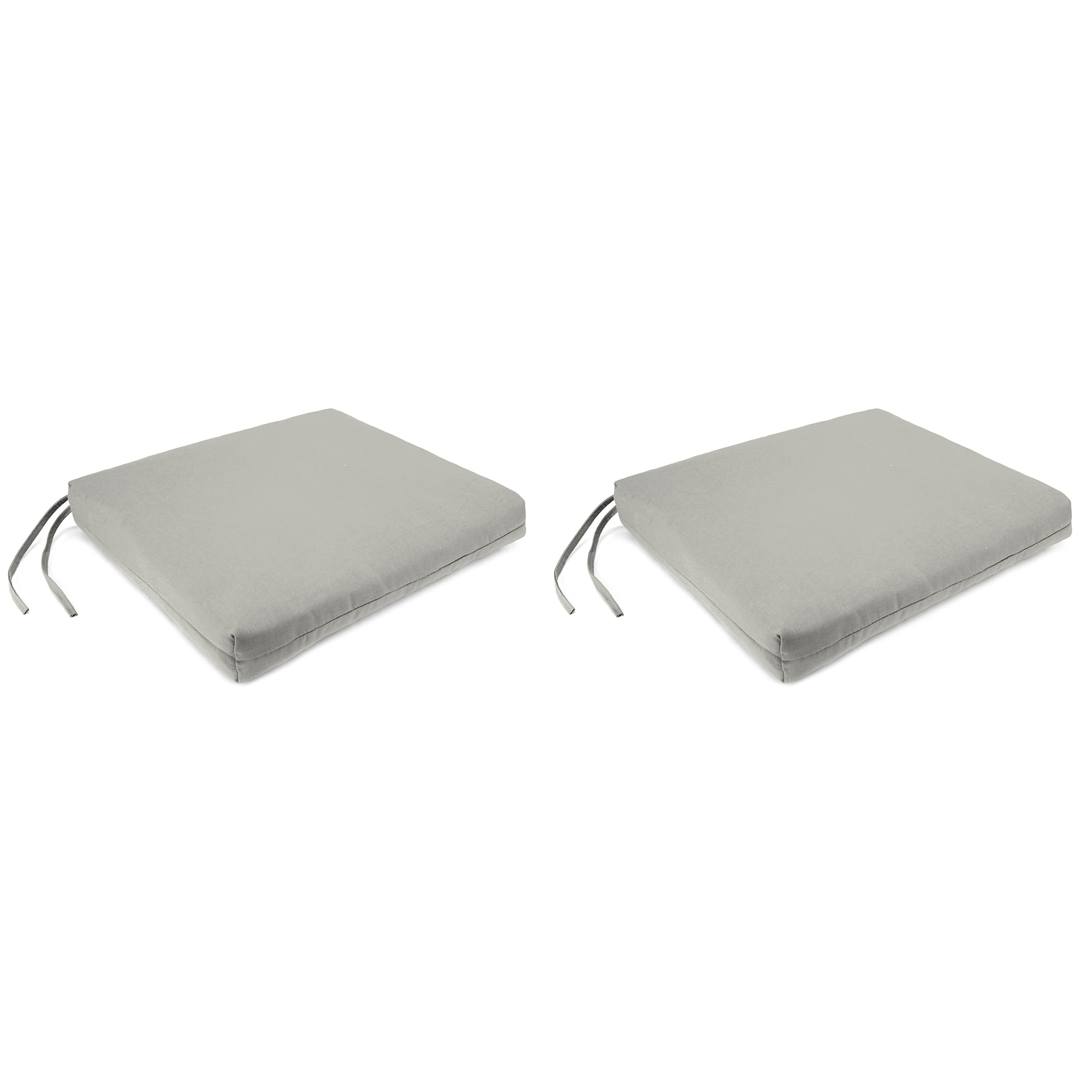 Jordan Manufacturing Sunbrella 17" x 19" Canvas Granite Grey Solid Rectangular Outdoor Chair Pad Seat Cushion with Ties (2 Pack)