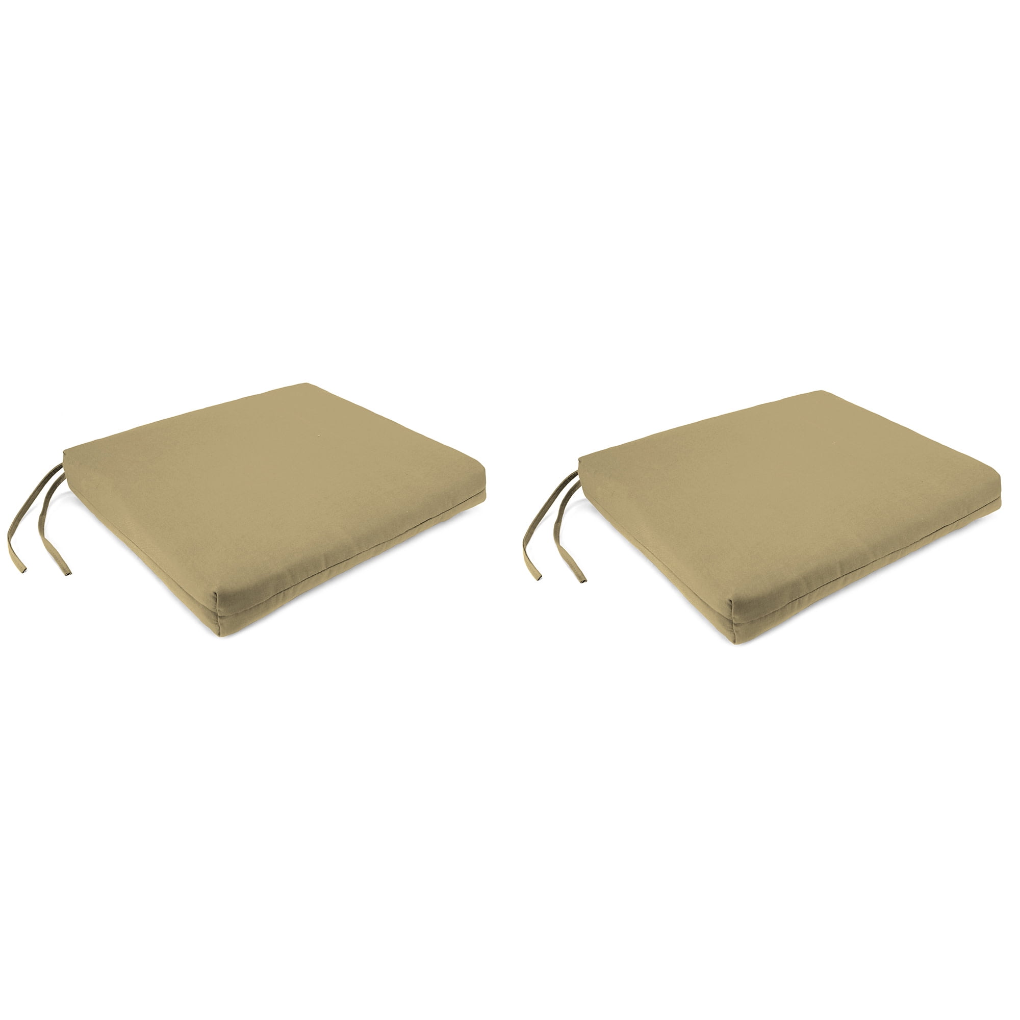 Jordan Manufacturing Sunbrella 17" x 19" Canvas Heather Beige Solid Rectangular Outdoor Chair Pad Seat Cushion with Ties (2 Pack)