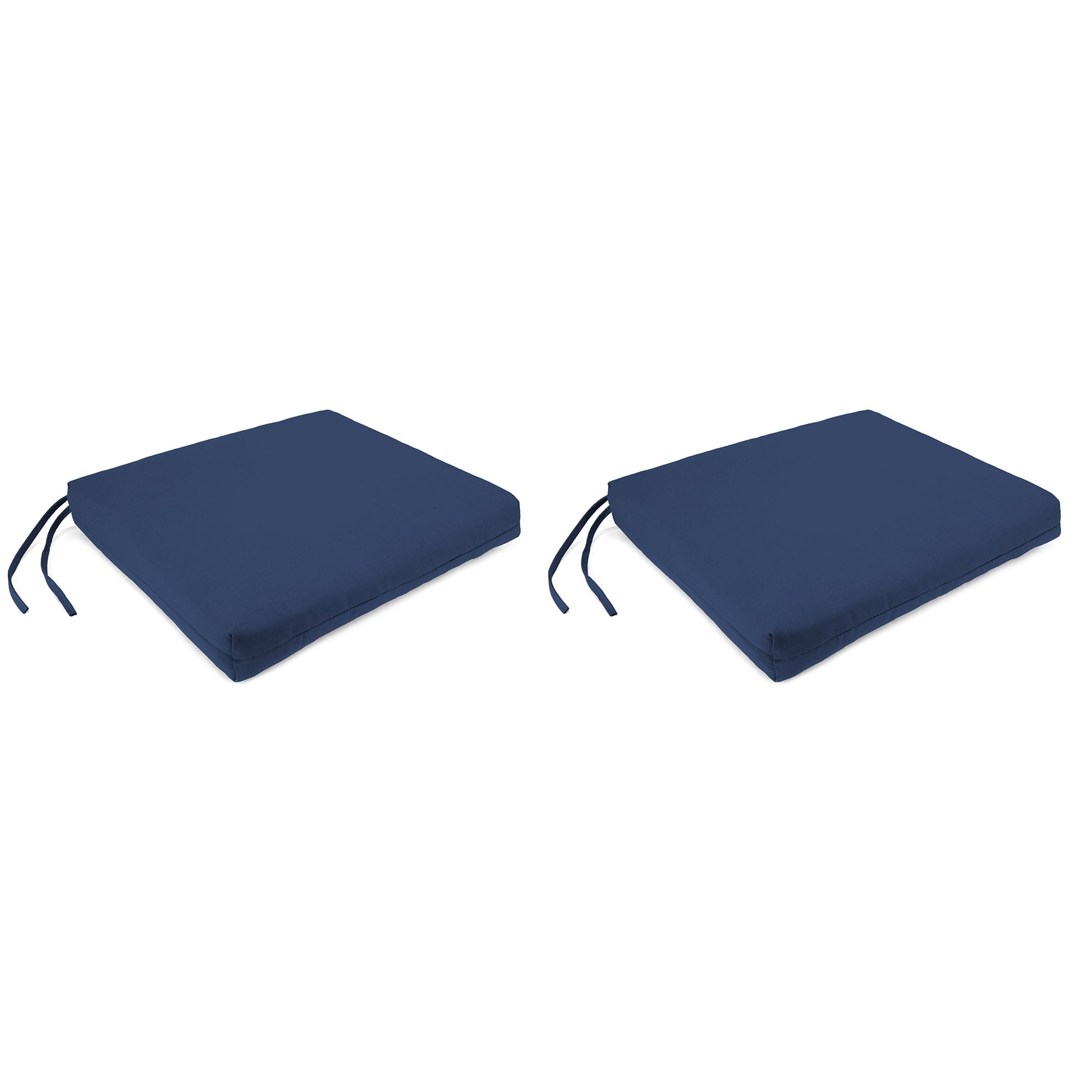 Jordan Manufacturing Sunbrella 17" x 19" Canvas Navy Solid Rectangular Outdoor Chair Pad Seat Cushion with Ties (2 Pack)