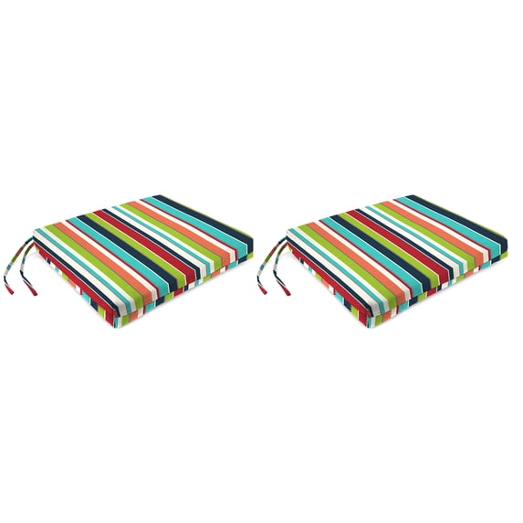 17" x 19" Rectangular Outdoor Chair Pad Seat Cushion with Ties (2 Pack)