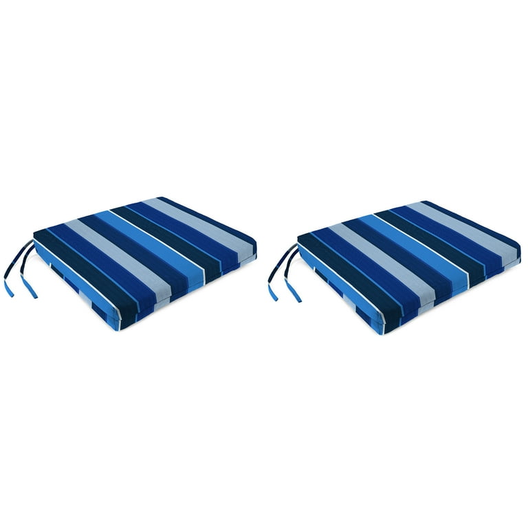 Jordan Manufacturing Sunbrella 17 x 19 Milano Cobalt Blue Stripe Rectangular Outdoor Chair Pad Seat Cushion with Ties 2 Pack Walmart