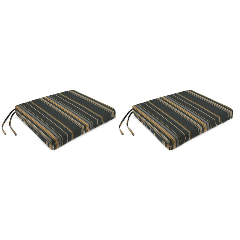 Jordan Manufacturing Sunbrella 17 x 19 Stanton Greystone Multicolor Stripe Rectangular Outdoor Chair Pad Seat Cushion with Ties 2 Pack Walmart