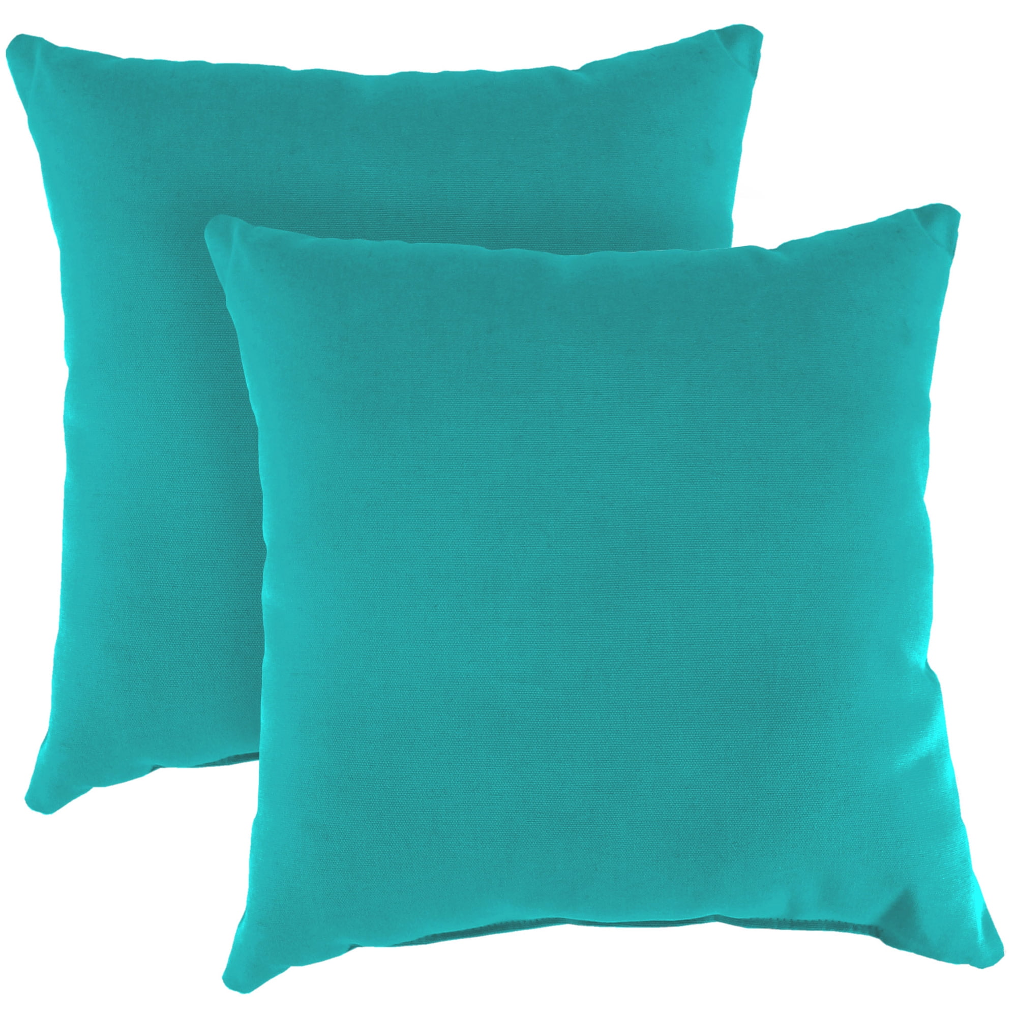 Jordan Manufacturing Sunbrella 18" x 18" Canvas Aruba Turquoise Solid Square Outdoor Throw Pillow (2 Pack)