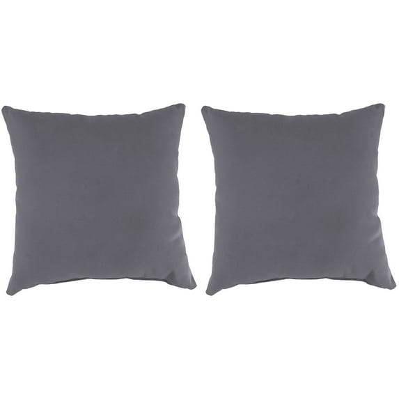 Jordan Manufacturing Sunbrella 18" x 18" Canvas Charcoal Solid Square Outdoor Throw Pillow (2 Pack)