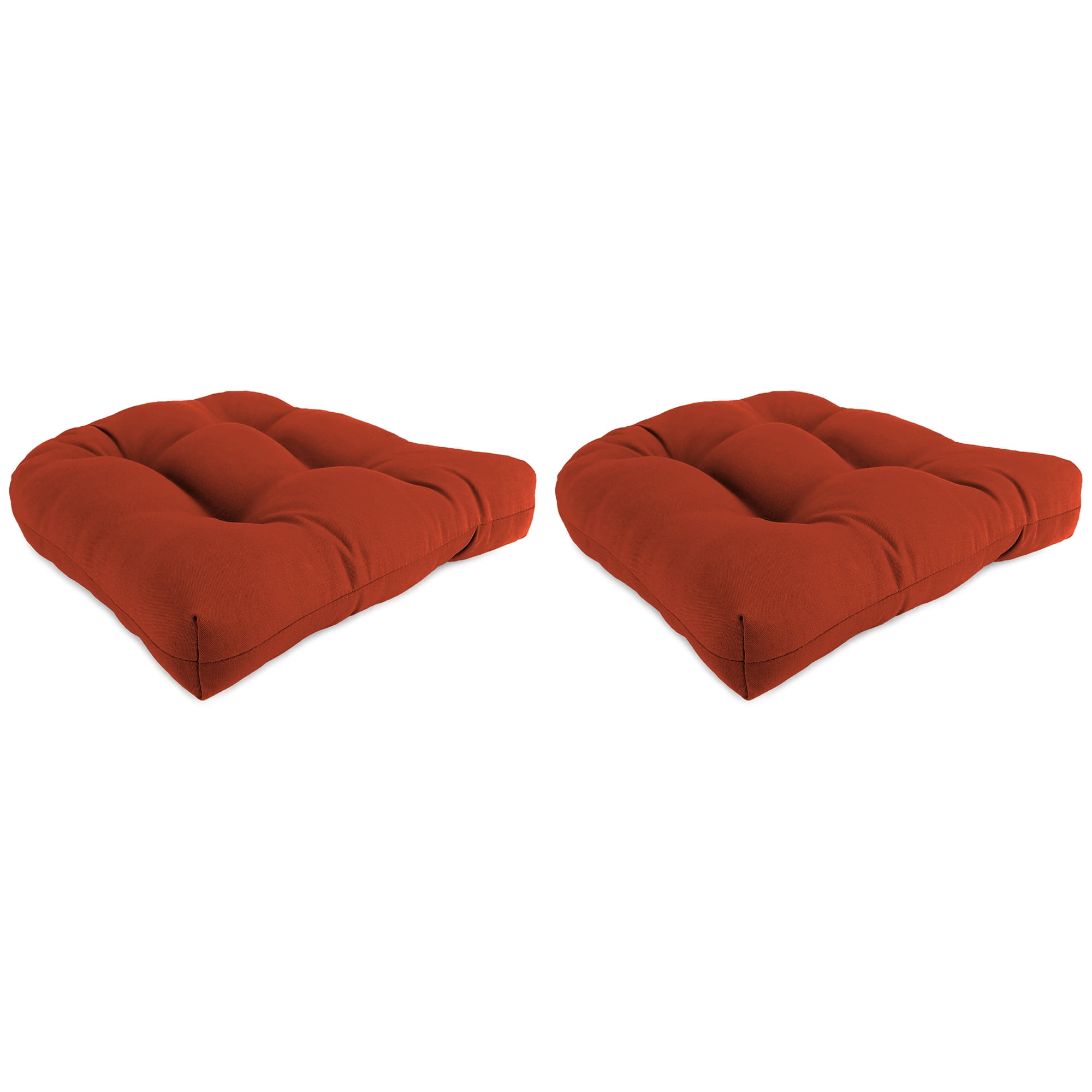 Jordan Manufacturing Sunbrella 18" x 18" Canvas Terracotta Red Solid Square Tufted Contoured Outdoor Wicker Seat Cushion (2 Pack)