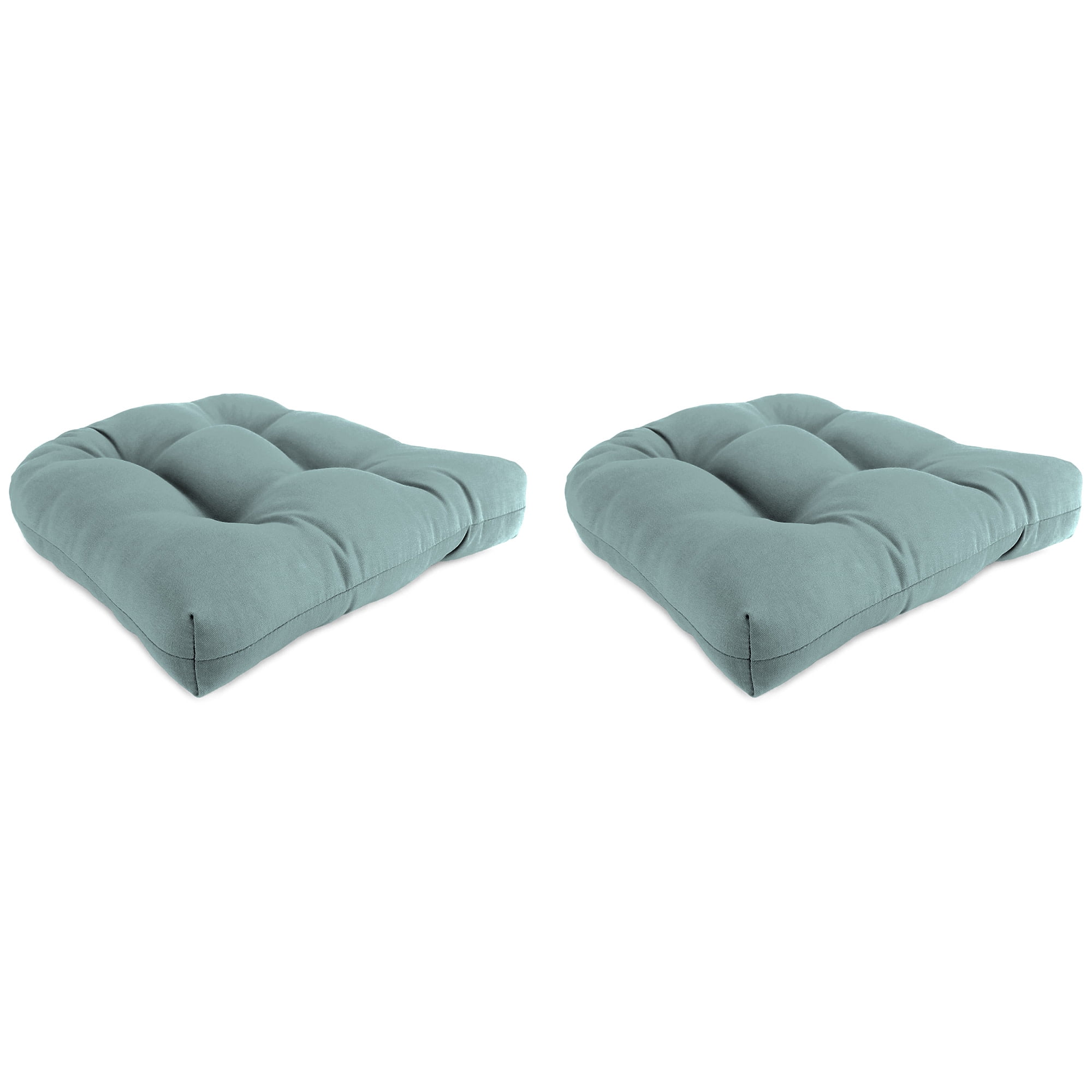 Jordan Manufacturing Sunbrella 18" x 18" Cast Mist Light Teal Solid Square Tufted Contoured Outdoor Wicker Seat Cushion (2 Pack)