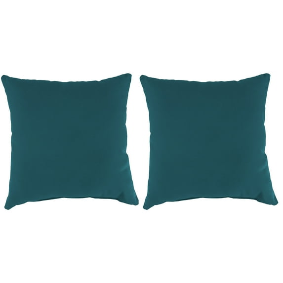 Jordan Manufacturing Sunbrella 18" x 18" Dupione Deep Sea Teal Stripe Square Outdoor Throw Pillow (2 Pack)