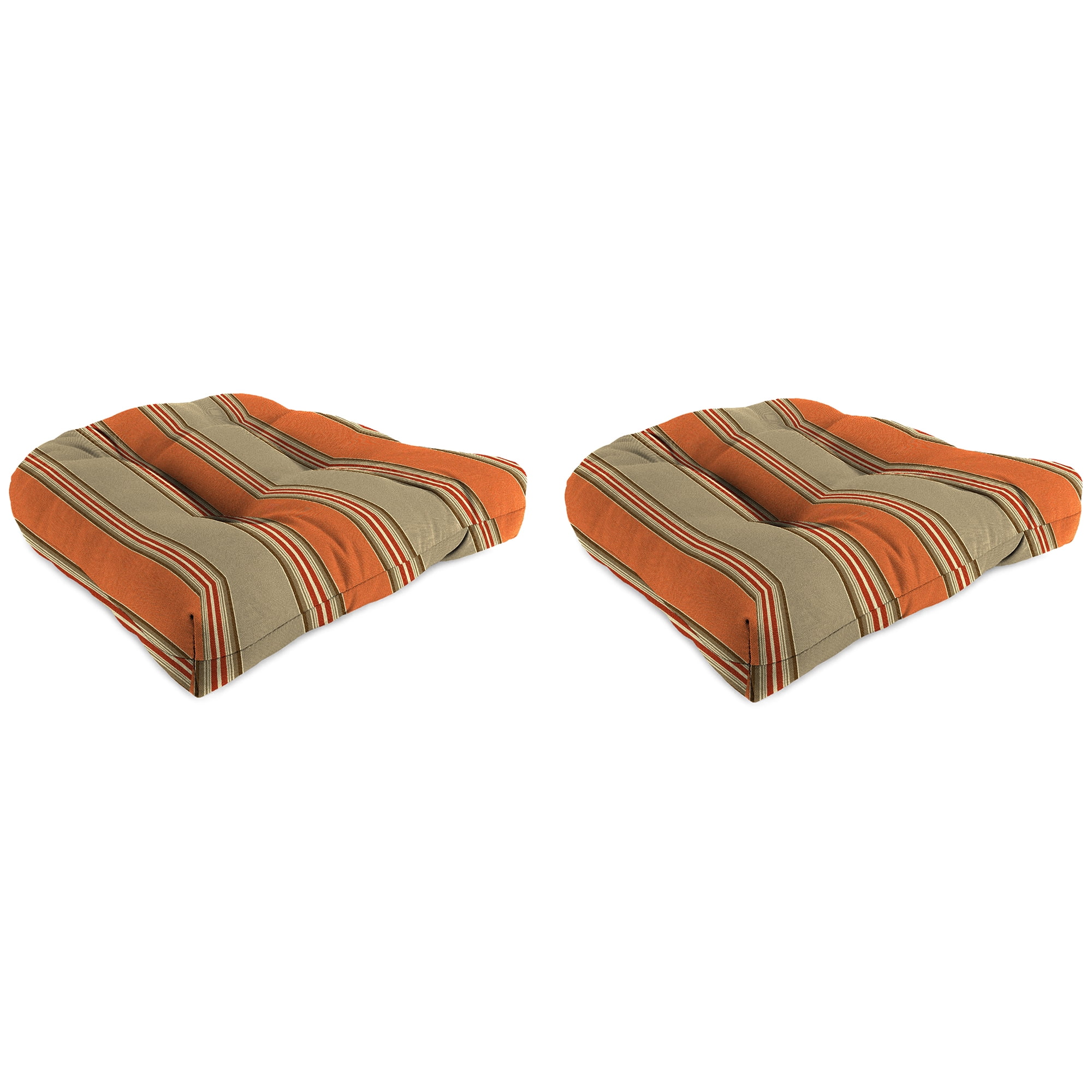 Jordan Manufacturing Sunbrella 18 x 18 Passage Poppy Multicolor Stripe Square Tufted Contoured Outdoor Wicker Seat Cushion 2 Pack Walmart