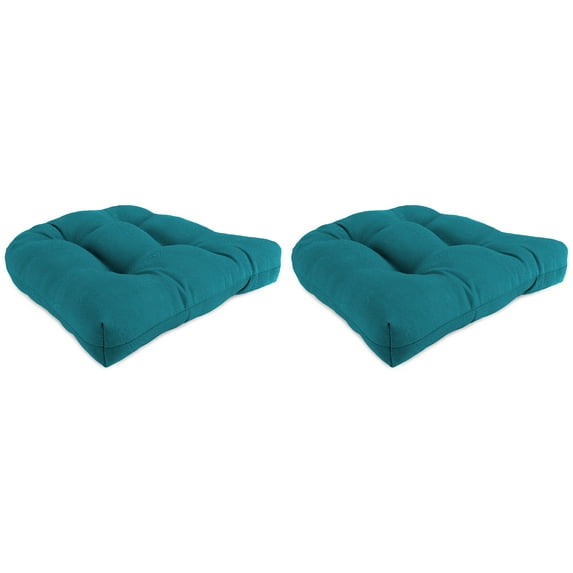 Jordan Manufacturing Sunbrella 18" x 18" Spectrum Peacock Teal Solid Square Tufted Contoured Outdoor Wicker Seat Cushion (2 Pack)