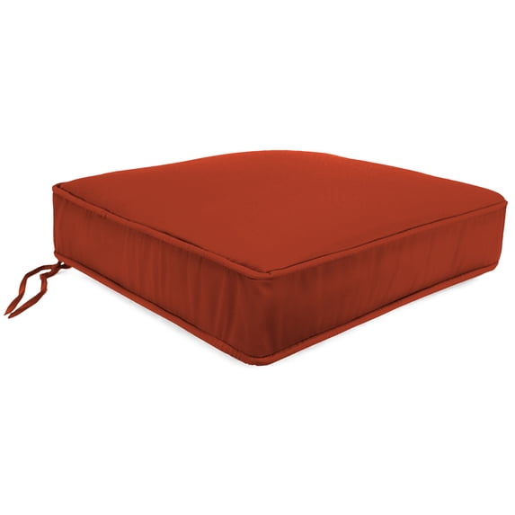 Jordan Manufacturing Sunbrella 21.5" x 22.5" Canvas Terracotta Red Solid Rectangular Outdoor Deep Seat Chair Cushion Set with Ties and Welt