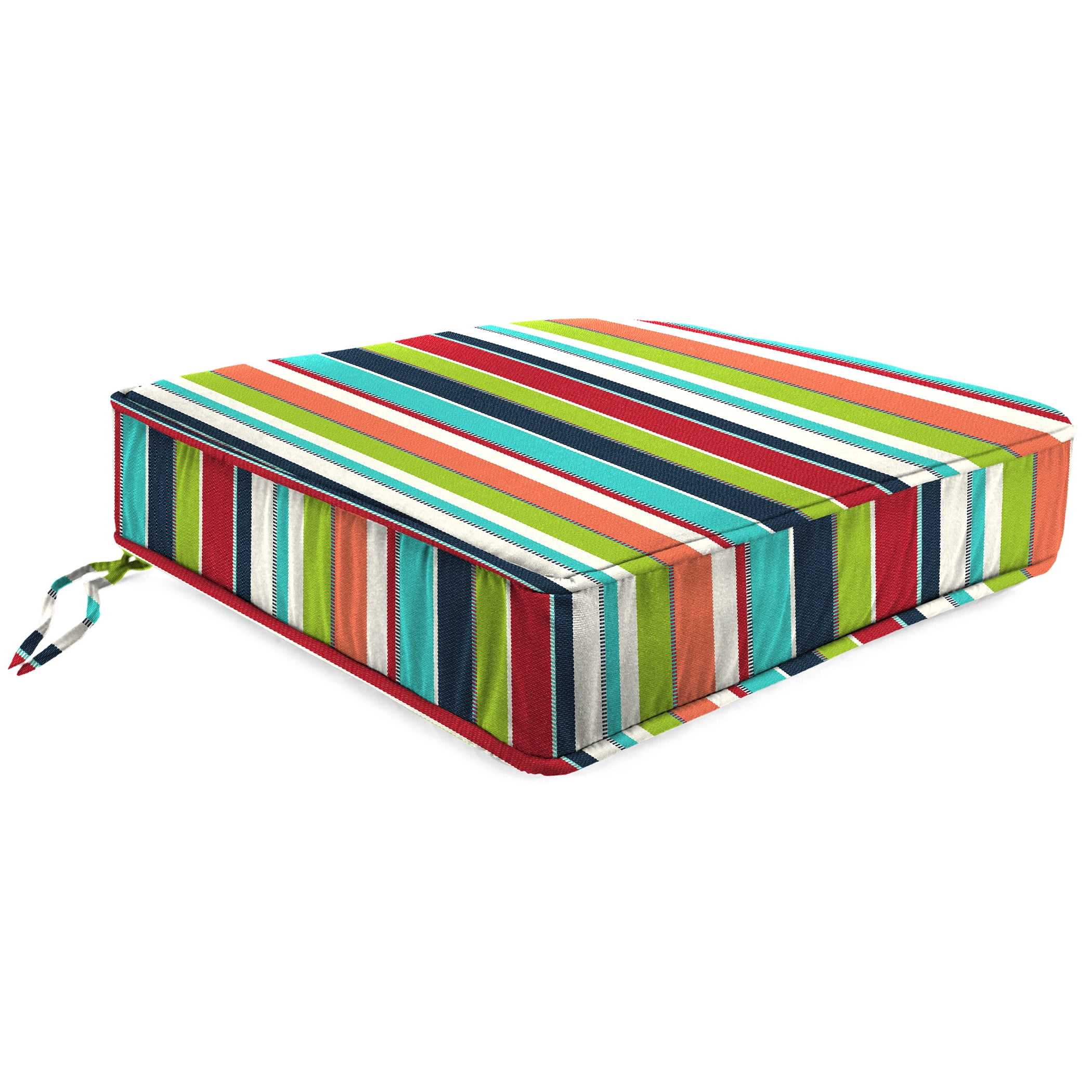 Jordan Manufacturing Sunbrella 21.5 x 22.5 Carousel Confetti Multicolor Stripe Rectangular Outdoor Deep Seat Chair Cushion with Ties and Welt Walmart