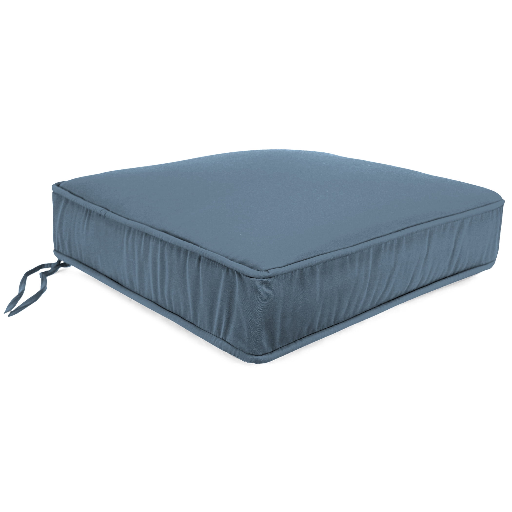 Jordan Manufacturing Sunbrella 21.5" x 22.5" Spectrum Denim Blue Solid Rectangular Outdoor Deep Seat Chair Cushion with Ties and Welt