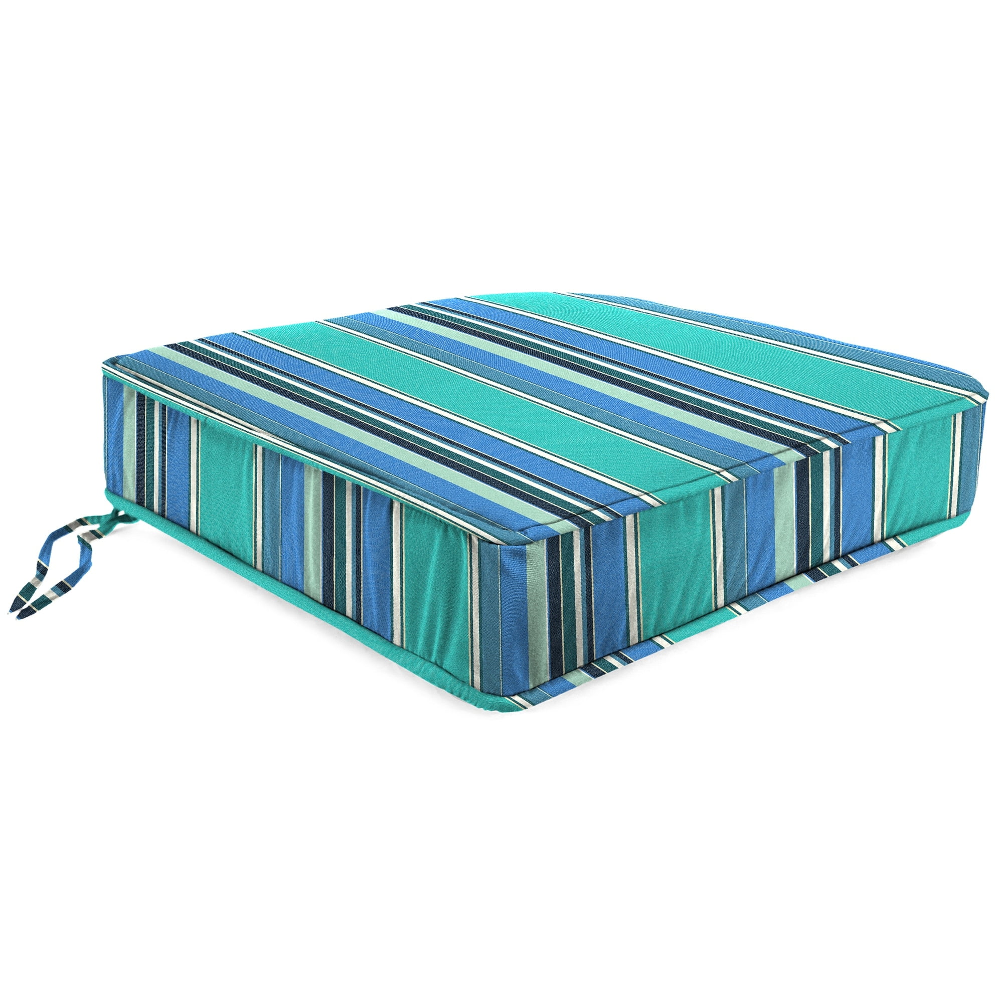 Jordan Manufacturing Sunbrella 22.5 x 21.5 Dolce Oasis Multicolor Stripe Rectangular Outdoor Deep Seat Cushion with Ties and Welt Walmart