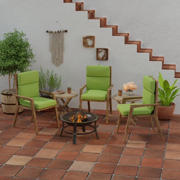 Jordan Manufacturing Sunbrella 22" x 44" Green Solid Outdoor Chair Cushion with Ties and Loop - 44'' L x 22'' W x 4'' H