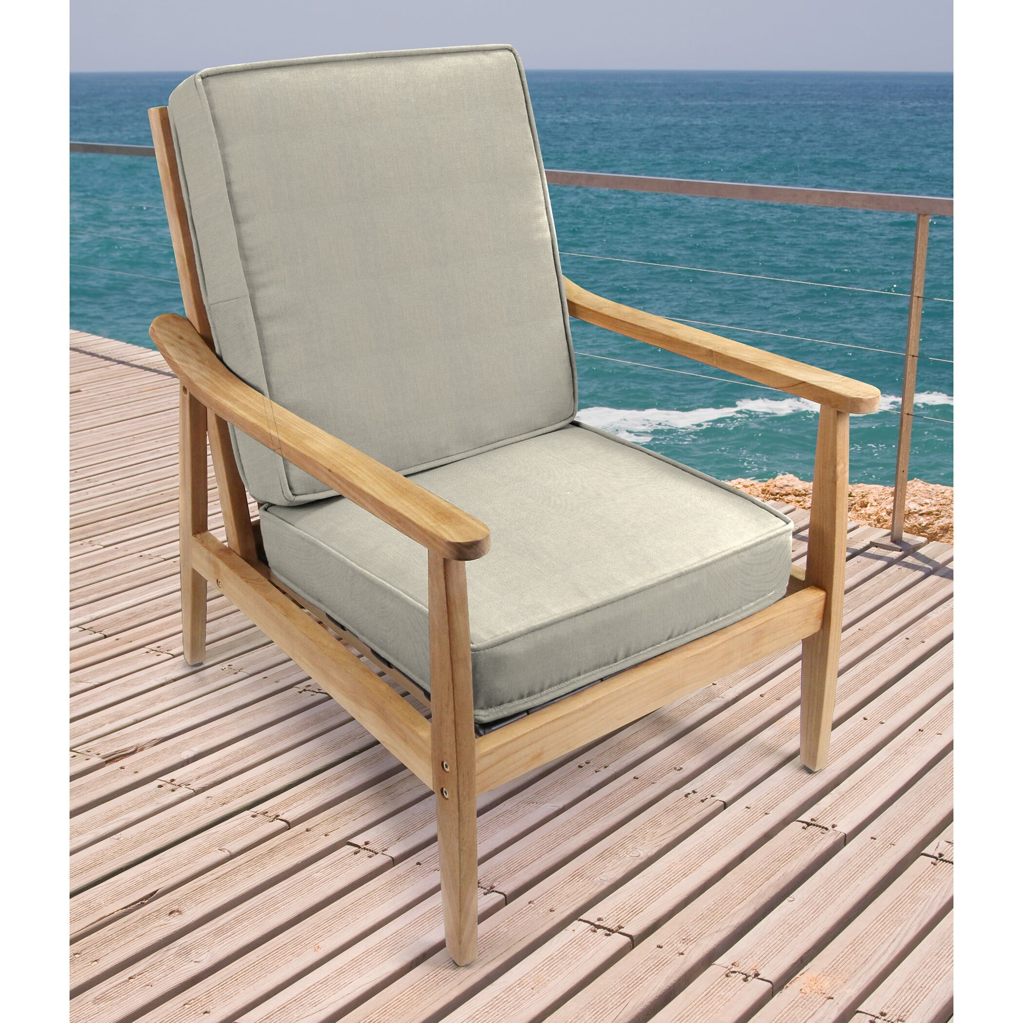 Jordan Manufacturing Sunbrella 22 x 45 Beige Solid Outdoor Deep Seat Chair Cushion Set with Ties 45 L x 22 W x 4 H Walmart