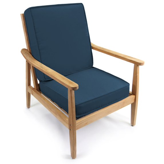 Jordan Manufacturing Sunbrella 22" x 45" Navy Solid Outdoor Deep Seat Chair Cushion Set with Ties - 45'' L x 22'' W x 4'' H