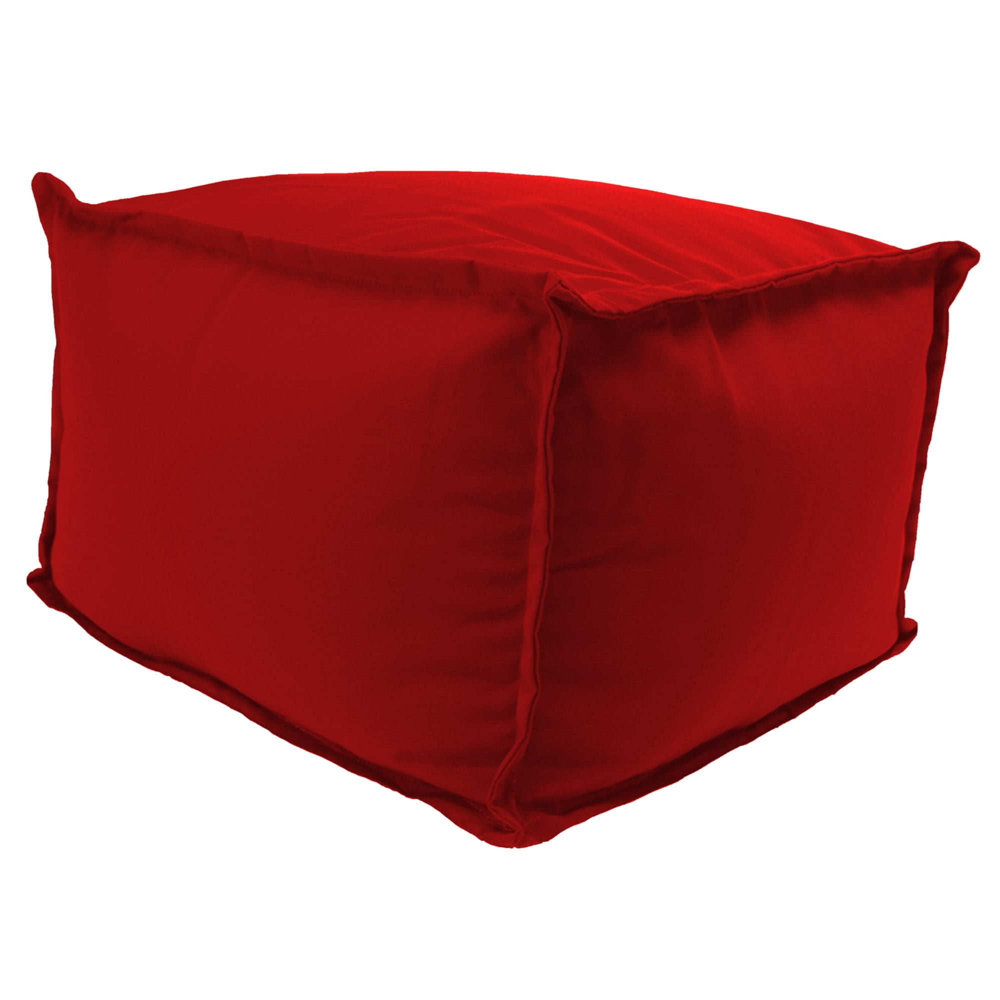 Jordan Manufacturing Sunbrella 23" x 25" Canvas Logo Red Solid Rectangular Outdoor Pouf Ottoman with Flange